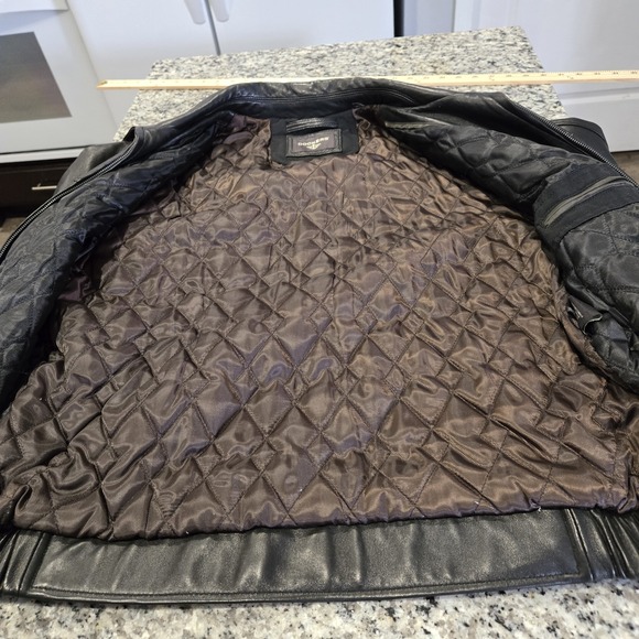 Dockers Genuine Leather Jacket Mens Large Black Full Zip Motorcycle - Picture 12 of 16